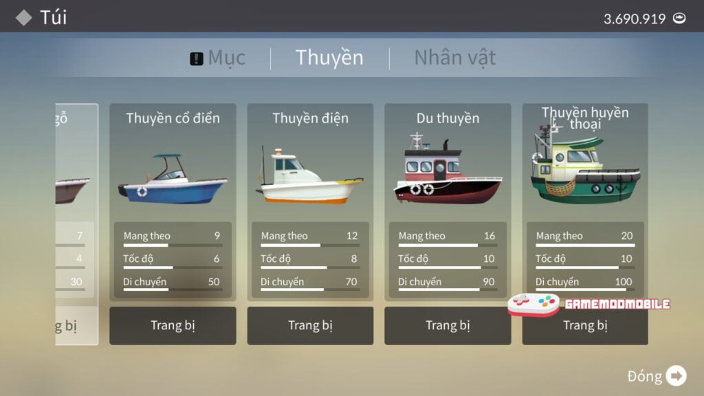 Bạn có thể nâng cấp thuyền tùy thích trong Fishing and Life mod apk full tiền