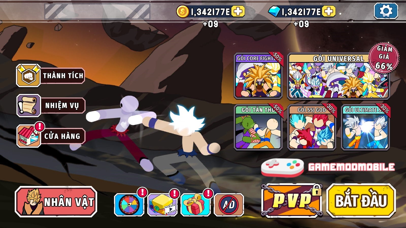 Stickman Warriors Mod Full tiền v1.9.3 (Vô hạn money, nhân