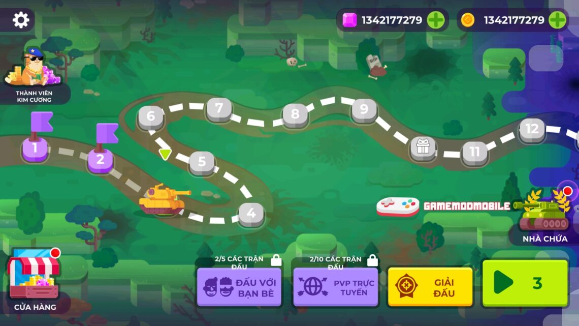 Tank Stars Mod APK Full tiền, kim cương v2.6.100 (Vô