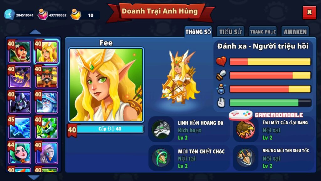 Game Realm Defense mod apk full có nhiều anh hùng