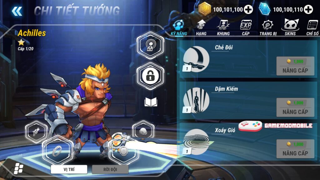 Có thể nâng cấp nhân vật thoải mái với Heroes Infinity mod apk full tiền