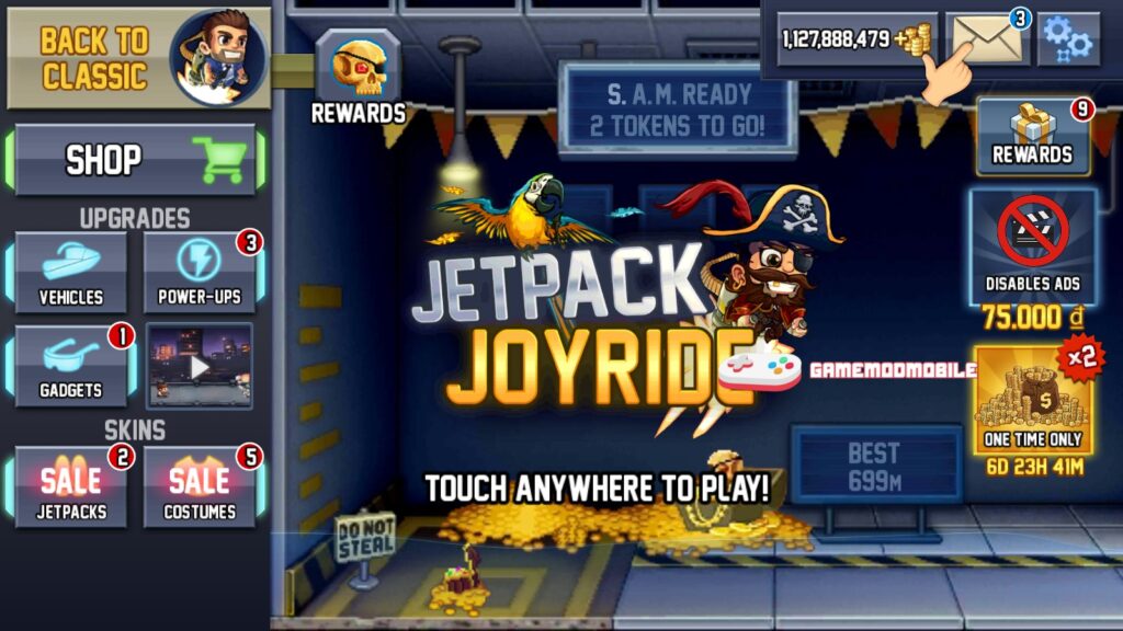 Đã chơi thử Jetpack Joyride mod apk full tiền cho Android