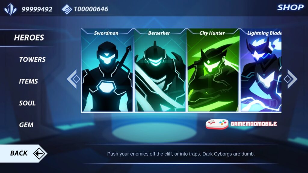 Đa dạng nhân vật Overdrive Ninja Shadow Revenge mod apk money