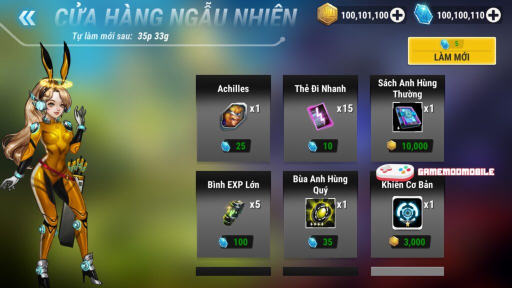 Tính năng mua sắm miễn phí trong Heroes Infinity mod apk