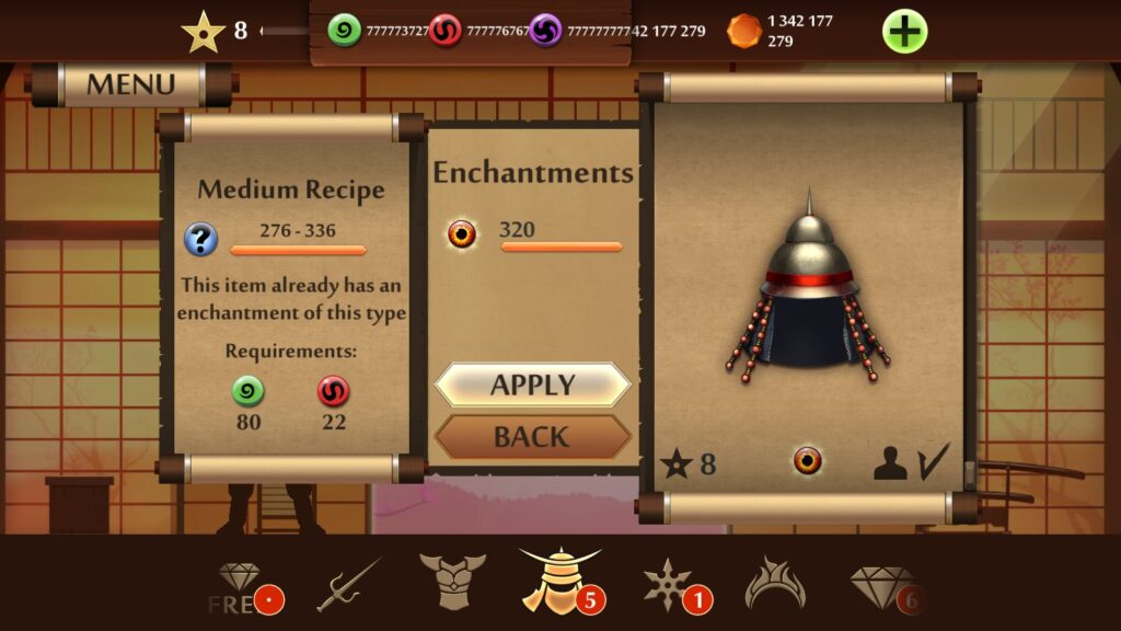 Hệ thống vũ khí đa dạng trong Shadow Fight 2 mod apk