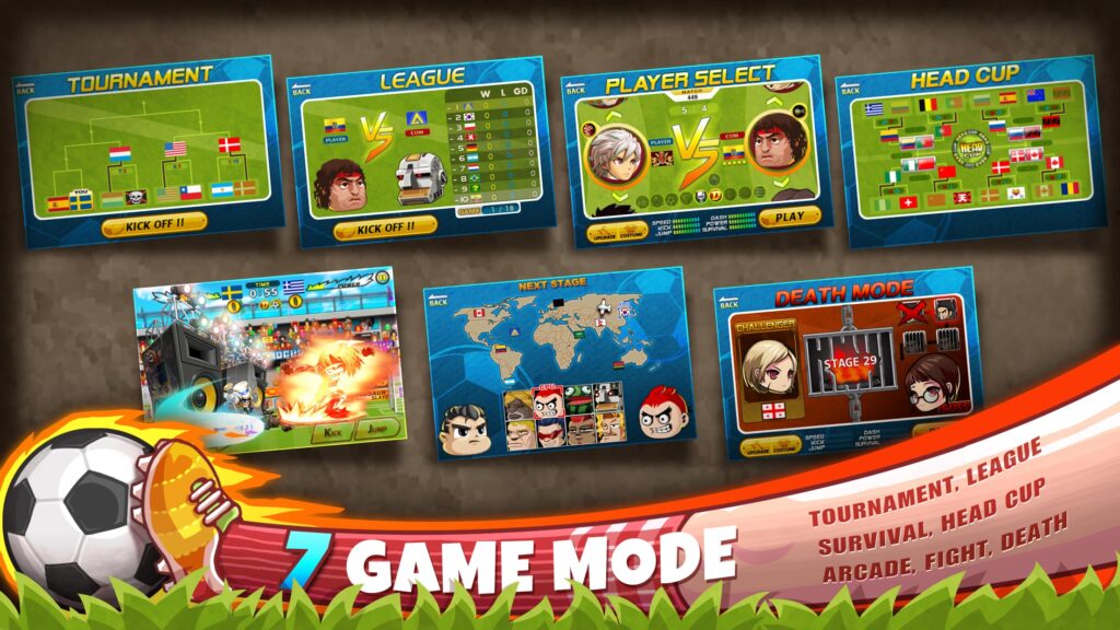 Nhiều chế độ chơi trong Head Soccer mod apk full tiền