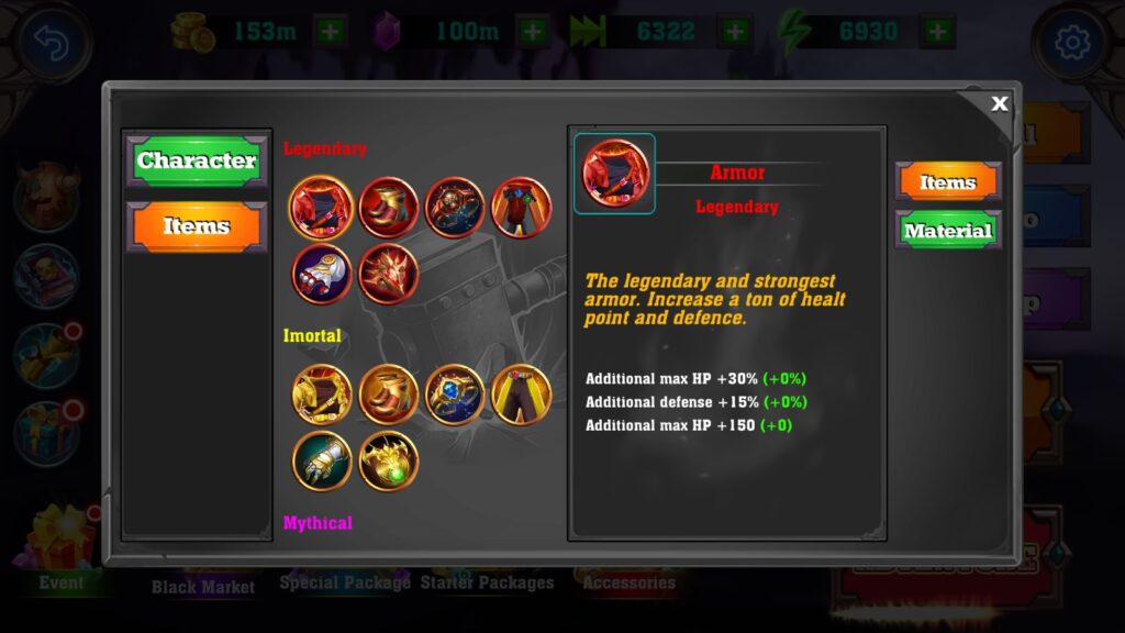 Tính năng vật phẩm đa dạng trong Dragon Shadow Warriors mod apk