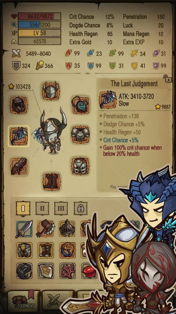 The Greedy Cave mod apk full trang bị nhân vật